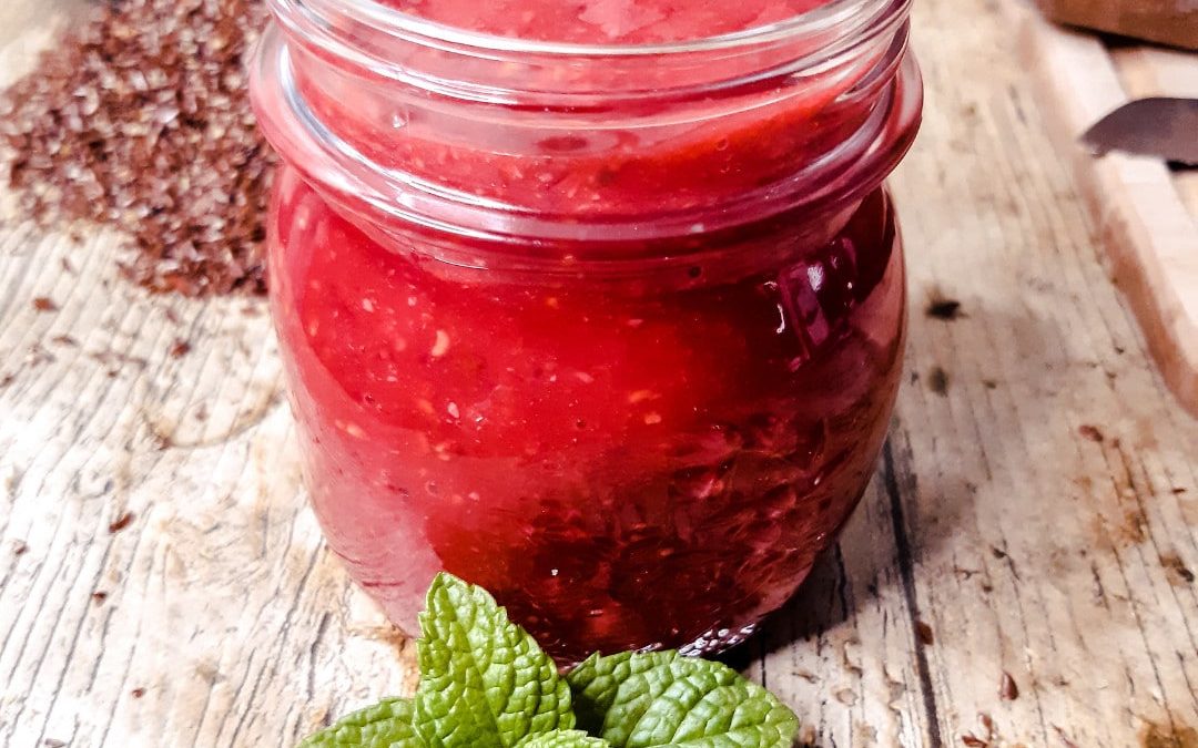 Confiture framboises lin crue