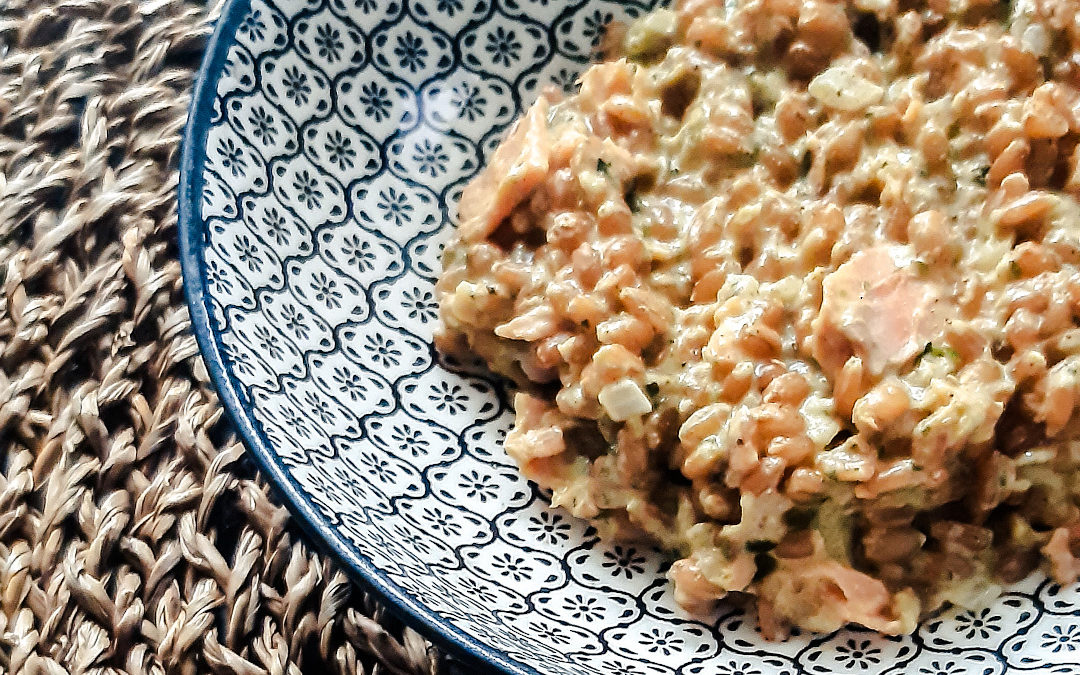 Risotto épeautre courgette saumon