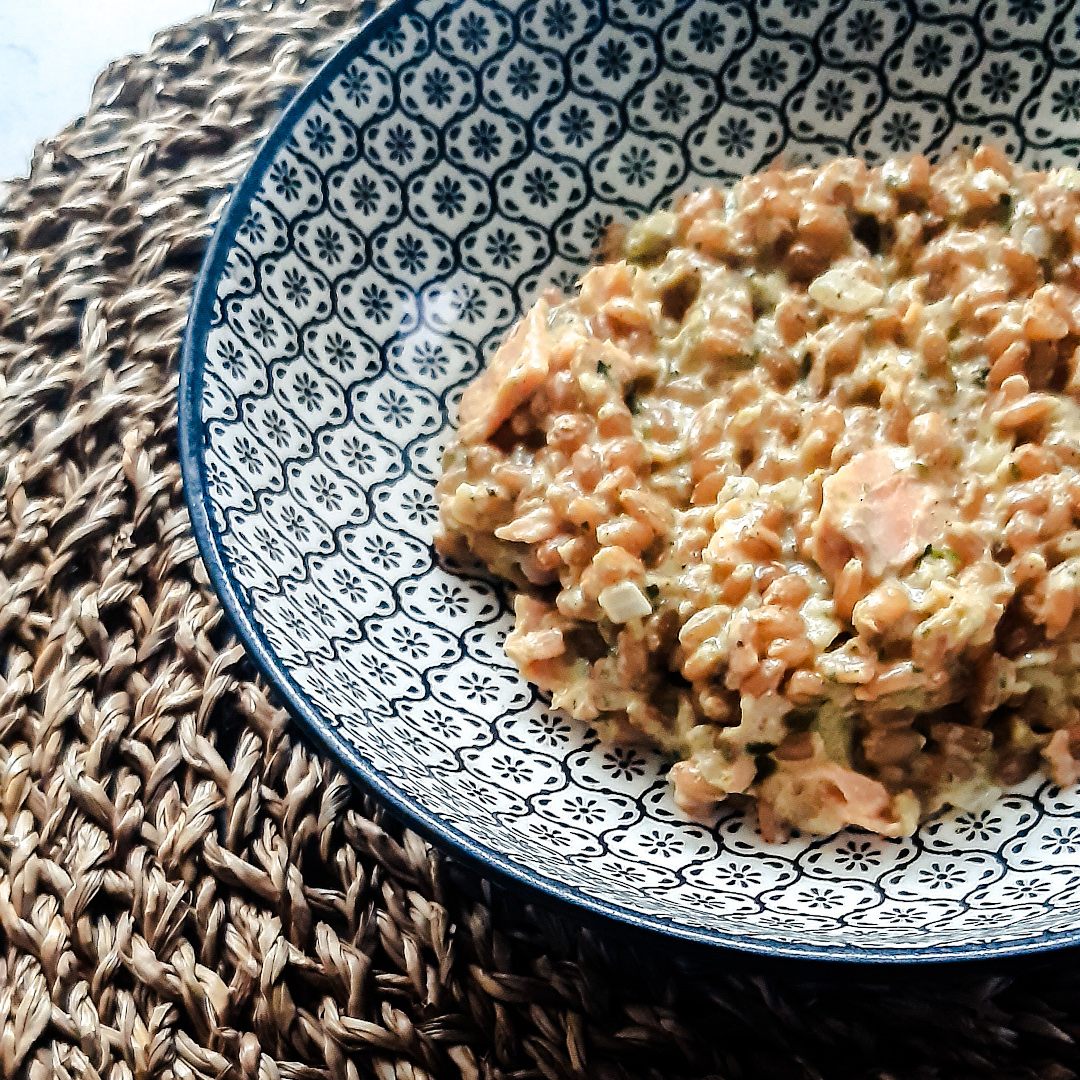 Risotto épeautre courgette saumon