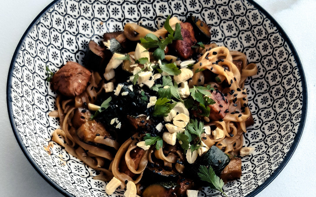 Nouilles de riz poulet courgette