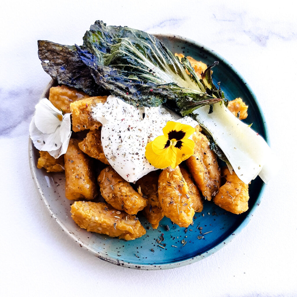 Gnocchi courge et pak choi roti