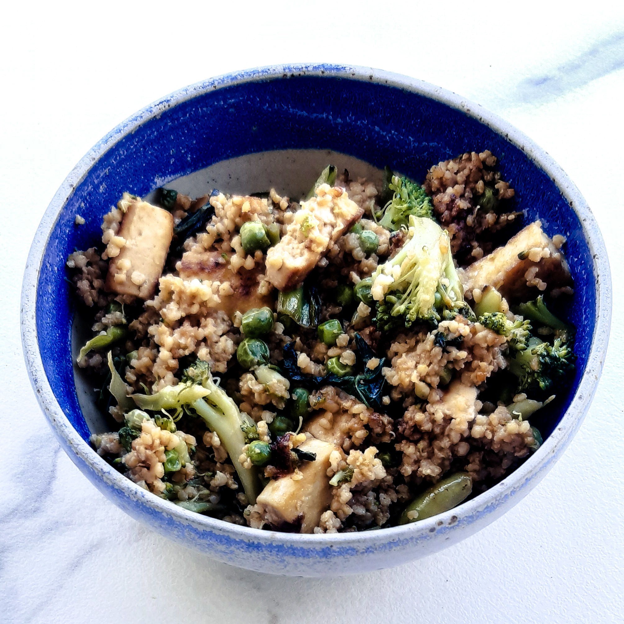 Millet sauté pak choi brocolis façon asiatique