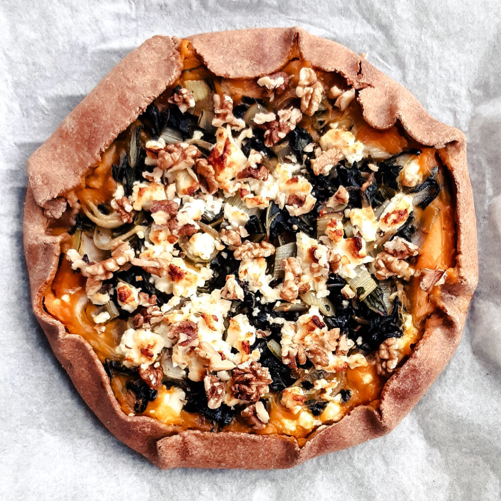 Tarte courge pak choi noix feta