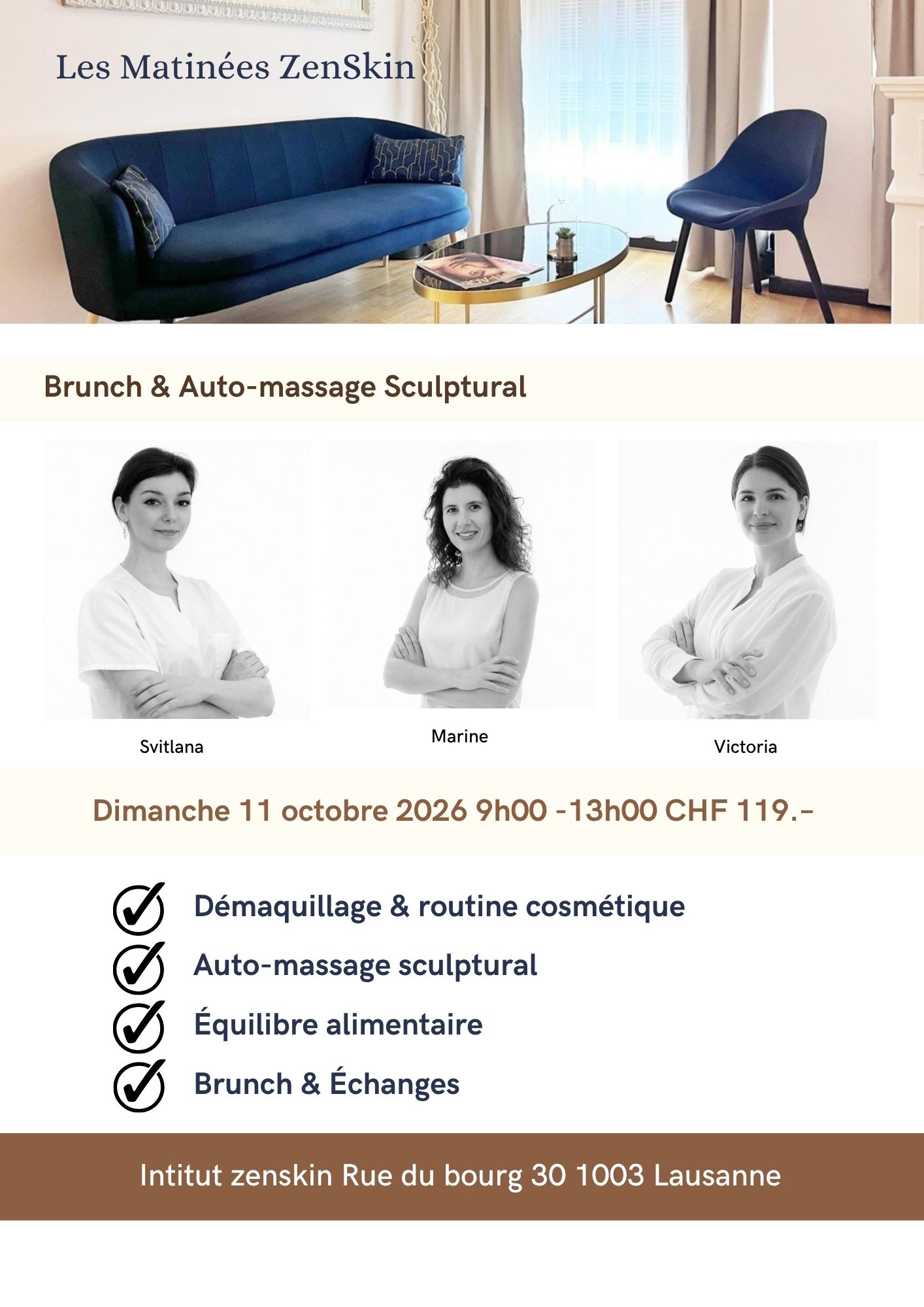 Atelier soin du visage nutrition et Brunch Lausanne octobre 2026 Atelier soin du visage nutrition et Brunch Lausanne octobre 2026